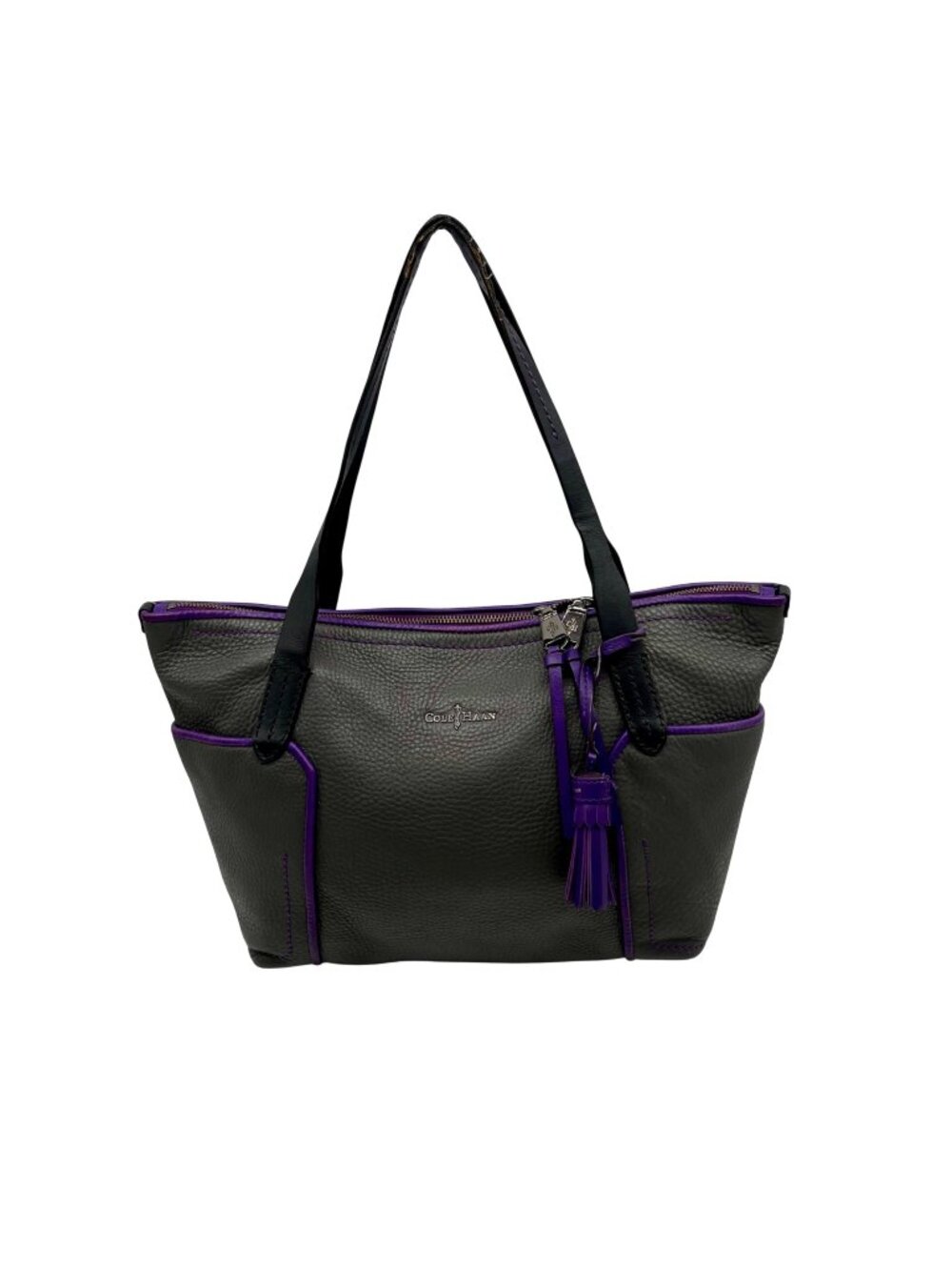 Cole Haan Grey Pebbled Leather Shoulder Bag